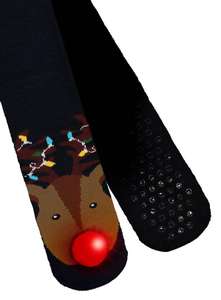 Christmas Black Reindeer Lights Antler Slipper Socks ( with light up nose ) Sizes 6-11 - £2.40 @ Argos Tu + free Click & Collect