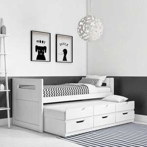 Matisse White Captain's Guest Bed with handy sliding extra trundle bed and Storage -£189.96 delivered @ Furniture 123