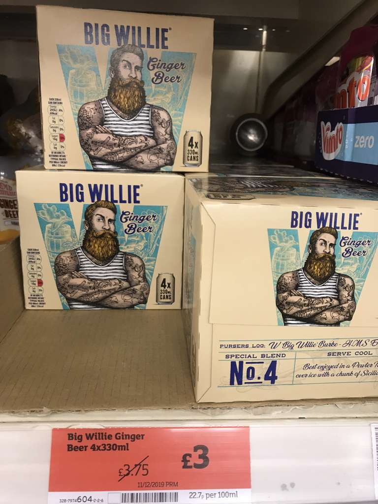 Big Willie - Ginger Beer 4x 330ml was £3.75 now £3.00 @ Sainsbury's