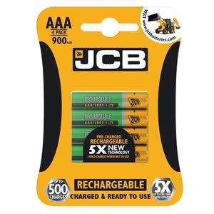 JCB Pre-Charged AAA 900mAh Rechargeable Batteries 4 Pack - £2.29 + £2.49 P&P, Free if over £30 @ Battery Force