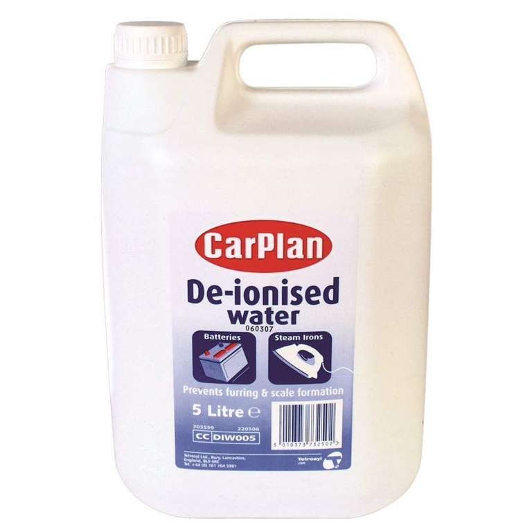 Carplan De-Ionised Water 5L £1.50 (Prime) / £5.99 (non Prime) at Amazon