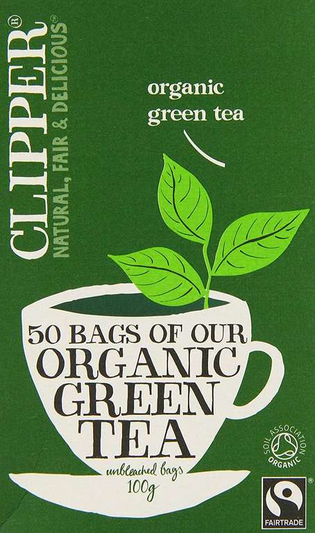 Clipper Organic Fairtrade Green 50 Teabags, Pack of 6 (6 x 50 = 300 Bags) min order 3 @ Amazon £8.64 (Prime) £13.13 (Non Prime)