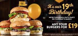Any 4 Burgers for £19 at GBK (dine-in only) - Today Only