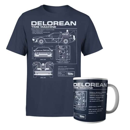 Back To The Future DeLorean Schematic T-Shirt AND Mug £8.99 + £2.99 delivery @ IWOOT