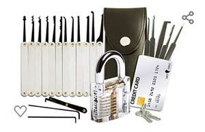 20-Piece Lock Pick Set with Transparent Training Padlock  - £13.97 Prime / £18.46 Non Prime sold by OnTimeFox and Fulfilled by Amazon