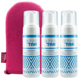 Skinny Tan Mousse(x3) and Mitt £27.99 delivered with code @ SkinnyTan