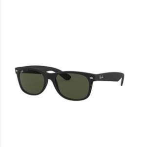 Ray-Ban New Wayfarer Sunglasses In Matte Black / Crystal Green Ray-Ban RB2132 60.75 delivered with new customer code @ Dapper Street