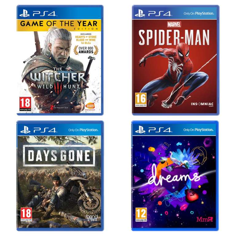PS4 Days Gone £15.19 / Spider-man £14.24 / PS4 Dreams £20.89 / PS4/Xbox The Witcher 3 GOTY £11.39 @ Currys eBay