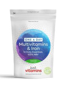 180 Multivitamins & Iron tablets only 95p or any vitamins - code £5 off and free delivery @ Just Vitamins
