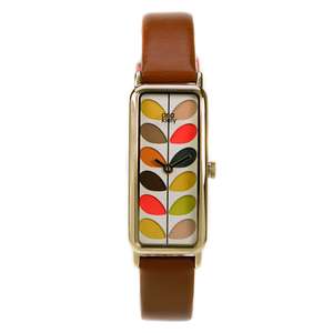 Orla Kiely Watch OK2104 Stem Print Ladies With Tan Leather Strap - £21.59 and free delivery using code at Hogies