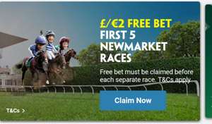 £2 free bet first 5 races Newmarket race - 6/6/20 (No Deposit Required)