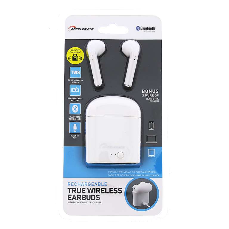 Accelerate Wireless BLUETOOTH Ear buds with charging case & cable 