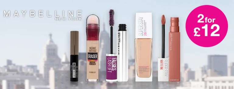 2 for £12 Maybelline @ Superdrug + £3 delivery / free for Beautycard members