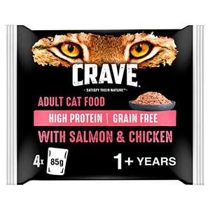 Crave Salmon and Chicken in Loaf Adult 1+ Wet Cat Food Pouches 4 x 85 g @ Amazon Pantry - £1 (£15 min spend / Free Delivery with code)