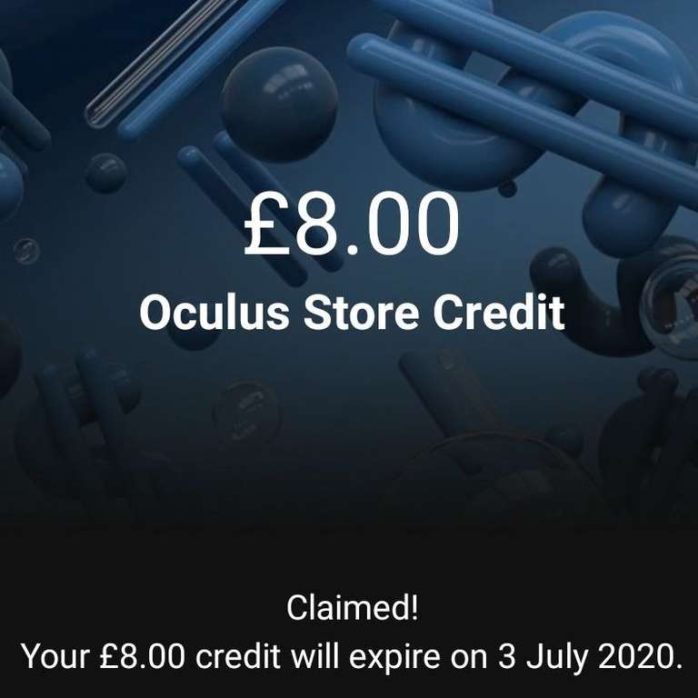 £8 oculus credit on the oculus app on android (account specific) at Oculus store