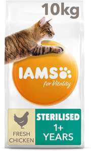 IAMS 10KG Vitality 1+ Dry Cat Food Chicken - £27.99 (£19.59 with 25% off with Subscribe + Save) @ Amazon