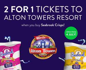 Alton Towers 2 for 1 Tickets Seabrook Crisps Promotion Is Back LIMITED TIME only @ Seabrook Crisps