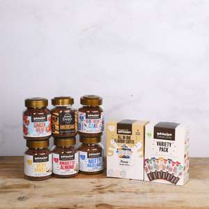 6 full size Beanies Coffee Jars Bundle + 12 stick variety pack + 3 sachets of All-in-One Variety Pack - £15 + Free delivery @ Beanies + more