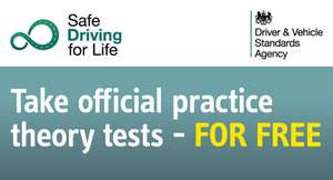 FREE Official Practice Theory Tests from the Driver and Vehicle Standards Agency (DVSA) plus 25% off all DVSA Material with the code