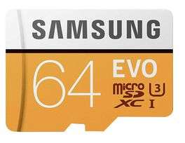 Samsung EVO 64GB Micro SDHC Memory Card UHS-I U3 Class 10 100MB/s with SD Adaptor £8.99 Delivered @ Base