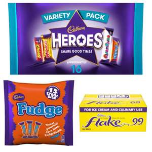 Cadbury Heroes / Fudge Treatsize 202g - 225g £1 / 144 Cadbury Flake 99's (all past BBE) £12 in-store @ Cadbury Lowry Outlet