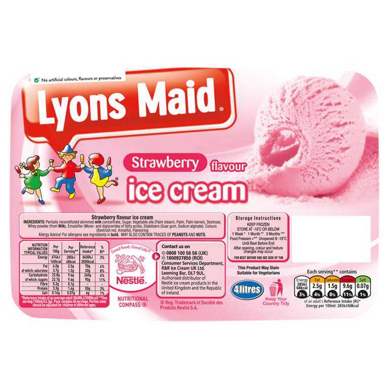 Lyons Maid Strawberry Flavour Ice Cream 4 Litres - £2 instore @ Fulton Foods, Kingston upon Hull