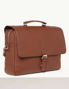 Brown Leather Formal Briefcase £25 @ M&S - free Collect from store
