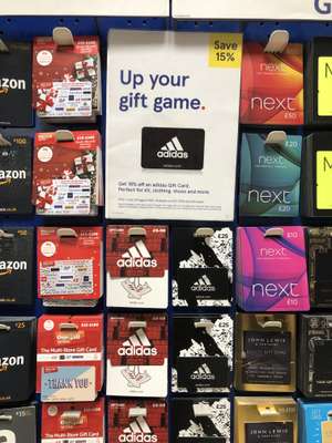 Adidas 15% off Gift Card at Tesco Instore (Sunbury - Potentially 45% off if used with Student)