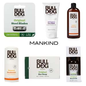 3 for 2 on Bulldog Men's Grooming Products Plus Extra 10% off with Code Price From £3.15 @ Mankind £2.95 Delivery Free over £25 Spend