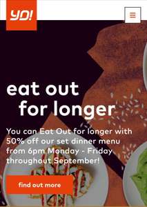 50% off Yo! Sushi, throughout September, Monday to Friday, 6pm onwards