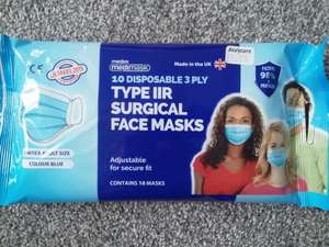 Pack of 10 disposable face masks at Bodycare (Chesterfield) for £1.99
