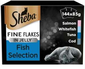 144 x 85g Sheba Fine Flakes Adult Wet Cat Food Pouches Mixed Fish in Jelly £25.44 marspetcare_store eBay