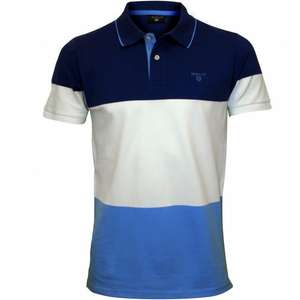 Mens' GANT 3-Colour Stripe Pique Rugger Polo Shirt, Yale Blue - £40 (or £36.70 - 8.25% premium TCB or Quidco) delivered @ UnderU