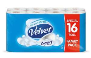 Velvet Comfort 2-Ply Toilet Tissue, 16 Rolls £5.29 at Costco