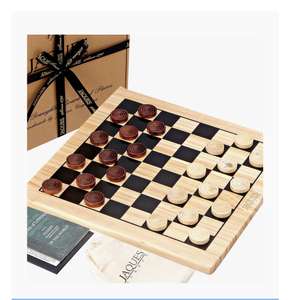 Draughts Set - 12" Wooden Checkers Board Game with Pieces - Wooden Draughts and Checkers - £10.99 (+£2.99 Postage) @ Jaques of London