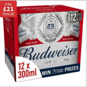 Mix and match - Beer & Cider - Budweiser, Amstel, Heineken, Carling, Sol, Strongbow plus more 3 for £21 @ Asda