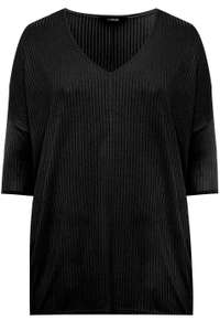 Early Sale (£3.99 Delivery) E.G Black V-Neck Ribbed Top £6.99 @ Yours Clothing