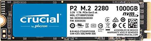 Crucial P2 CT1000P2SSD8 1 TB Internal SSD, Up to 2400/1800MB/s R/W (3D NAND, NVMe, PCIe, M.2) - £84.99 Delivered @ Amazon