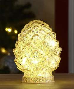 Glass LED Glitter Pinecone Christmas Decoration, Ornament Extra 10% off Plus Free Delivery with code Now £7.65 From Damart