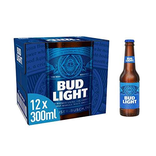 Bud Light Lager Bottle, 12 x 300ml - £6 (+ £4.49 Non Prime) @ Amazon