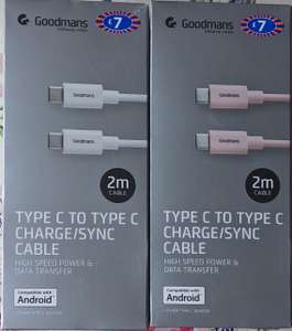 Goodmans 2m Type C to Type C Charge / Sync Cable £2 & B&M (Trowbridge)