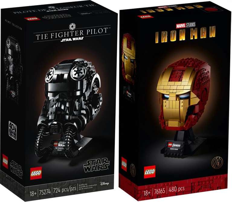LEGO Star Wars 75274 Tie Fighter Pilot Helmet - £36.66 / LEGO Marvel 76165 Iron Man Helmet - £36 (Free Click & Collect) @ Argos