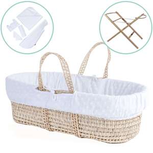 Moses basket, stand and baby bundle price £52.50 @ clair-de-lune.com