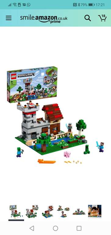 LEGO 21161 Minecraft The Crafting Box 3.0 2in1 Castle Fortress Farm Set with Steve, Alex and Creeper Figures £62.99 @ Amazon