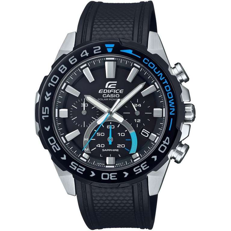 Casio Edifice Solar Powered Chronograph Sapphire Resin Strap Watch, £66.75 with code at Watchshop