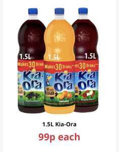 1.5L Kia-Ora 99p each @ Farmfoods