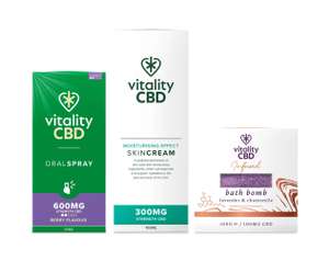 Vitality CBD Gift Set with Spray, Skin Cream, Bath Bomb is £18 with Code @ Lloyd's Pharmacy Free C&C