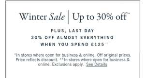 30% off sale + extra 20% when spending over £125 at Abercrombie & Fitch