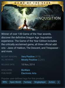 Dragon Age Inquisition Game Of The Year Edition.PC £8.74 @ Steam