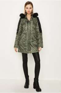 Khaki Pu Detail Parka £13.50 (use code) at Select Fashion - free C&C / £3.95 delivery